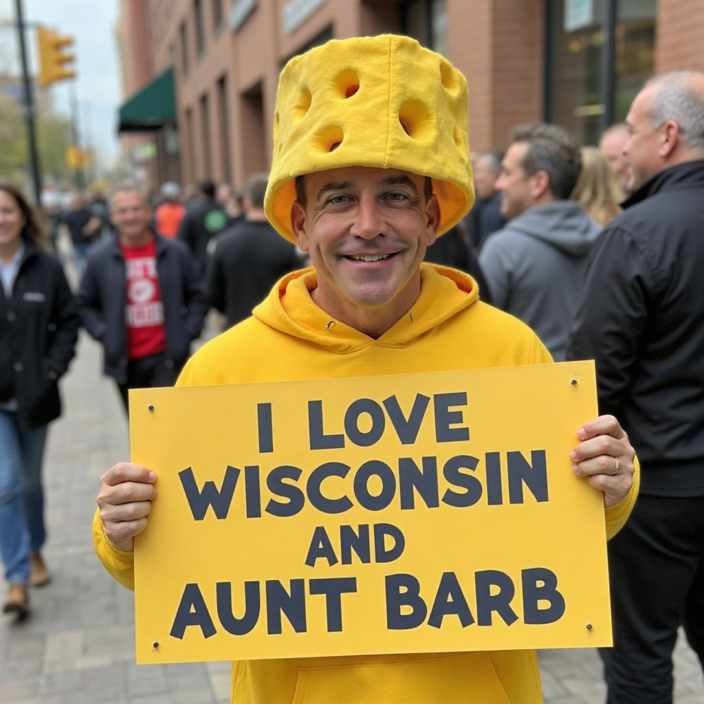 Man holding custom message